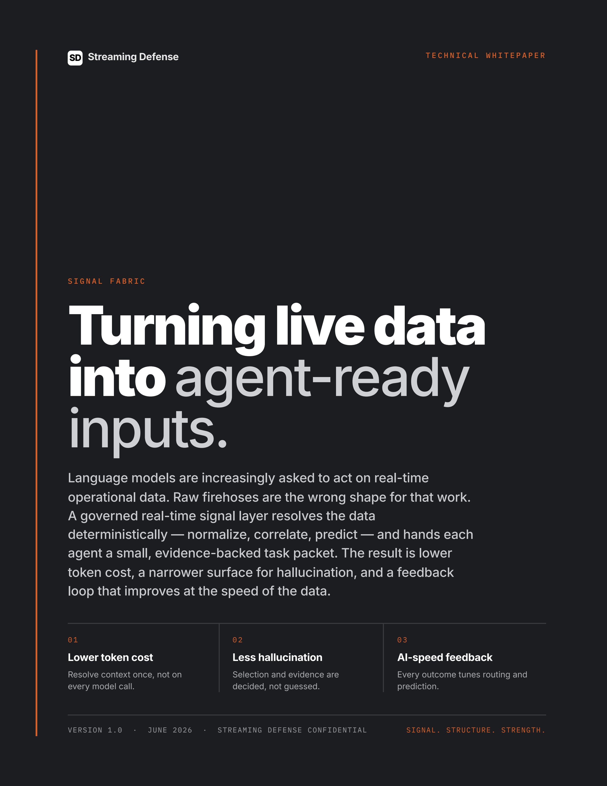 Signal Fabric whitepaper cover — Turning live data into agent-ready inputs